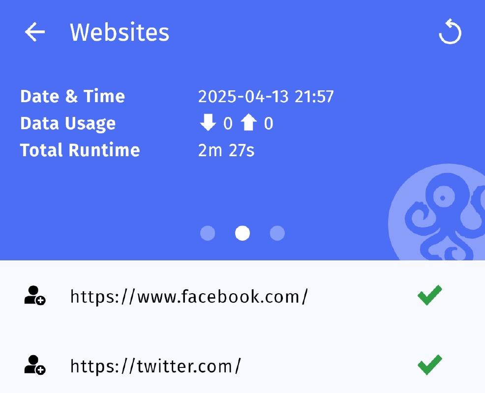 Test results page Test results page