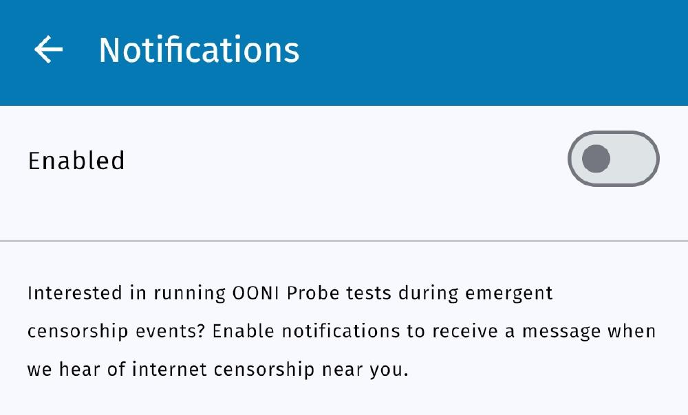 Notification settings screen